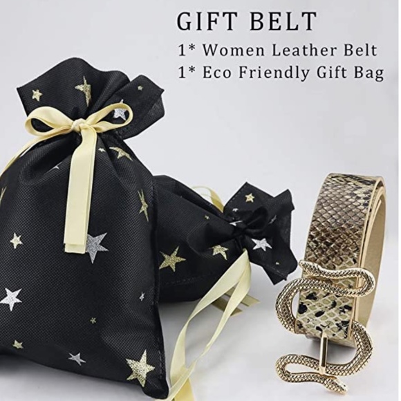 Belts for Women,Women Fashion Leather Belt for Dress with Snake Belt Buckle - Picture 5 of 6